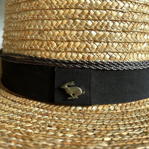PETER GRIMM Straw Sun Hat Steeplechase Kentucky Derby Wide Brim Grosgrain Ribbon - Picture 3 of 9